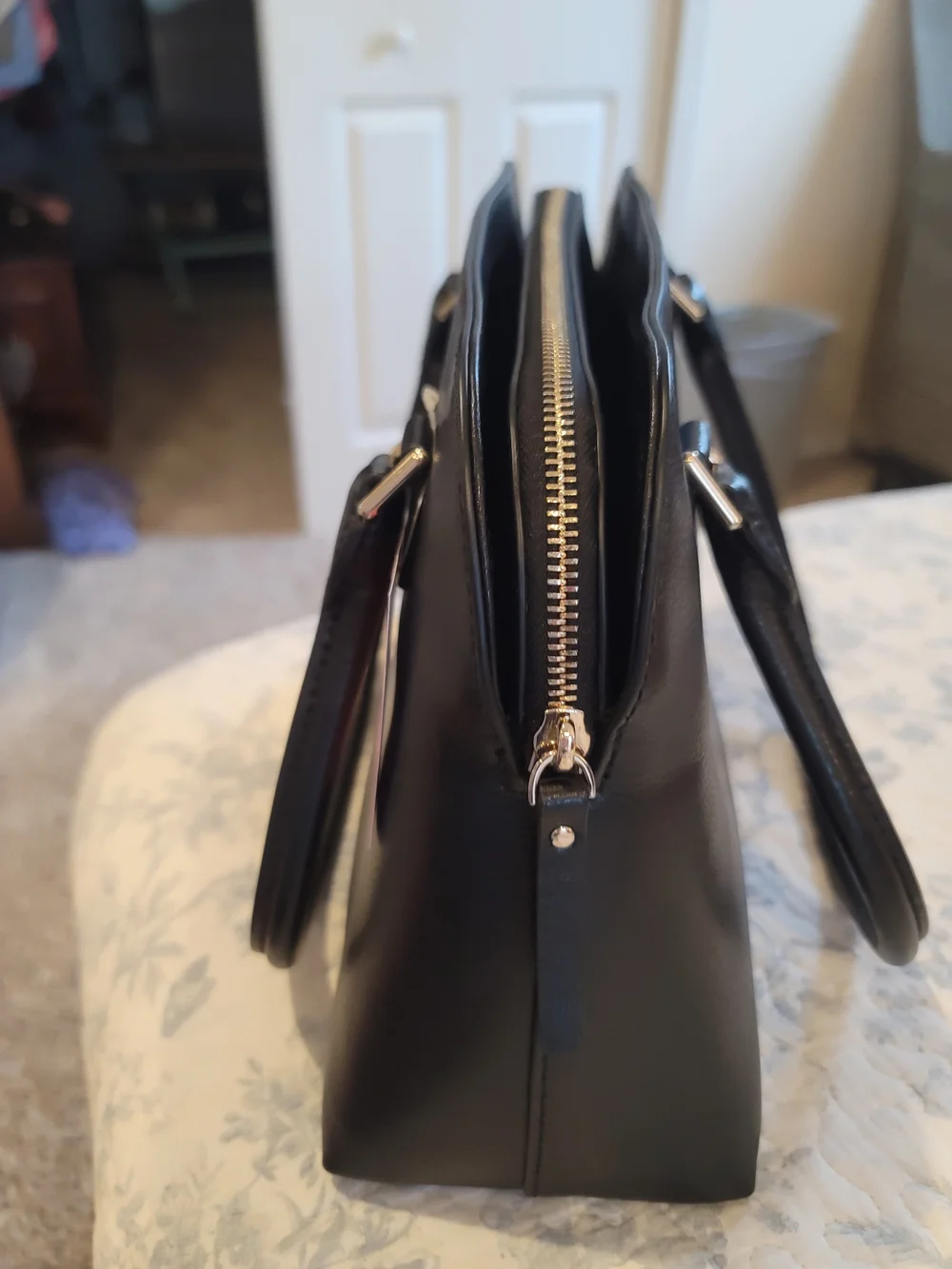 kate spade Black Leather Satchel with Dual Top Handles